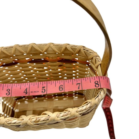 Handmade Basket Falling Leaves Oval Shaped with Handle and Leaves Decoration - Picture 16 of 16